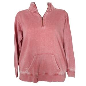 Ocean Drive salmon pink distressed pullover well worn sweater size Large
